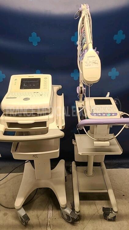 Lot of 1 x Philips ECG Trim 2 and 1 x Nihon Kohden ECG 1250 K YOM 2013 damaged see picture with ECG leads (Both power up) *US30818727/08820*