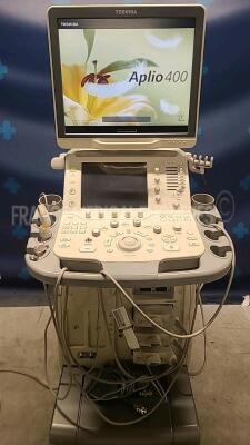 Toshiba Ultrasound Aplio 400 TUS A-400 YOM 2013 - w/ PST-25BT probe YOM 2013 - PVT-712BT probe YOM 2013 - PC-50M probe YOM 2017 (Powers up) *TDA13Y2219*