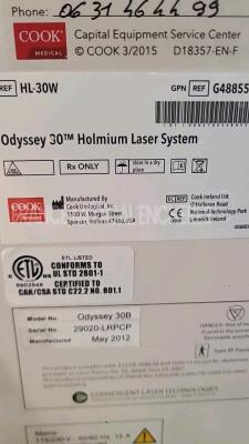 Cook Holmium Laser System Odyssey30B - YOM 05/2012 with protection glasses and footswitch (Powers up) *29020LRPCP* - 8