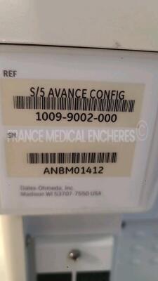 Datex Ohmeda Anesthesia Machine S5/Avance - S/W 3.20 - w/ GE module E-CAI0-OO YOM 02/2009 (Powers up) *ANBM0412* - 10