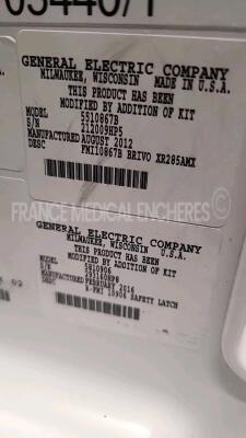 GE Mobile X-Ray Brivo E794X - YOM 2011 - addition kit 5510867B YOM 08/2012 - addition kit 5810906 YOM 02/2016 - addition kit 5510869 YOM 10/2012 - addition kit 545100011 YOM 02/2013 - addition kit 551075 YOM 03/2013 (Powers up) *11J565* - 10