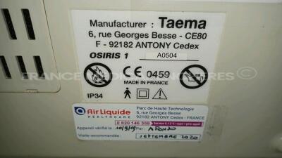 Lot of 2 x Taema Ventilator Osiris 1 - S/W V1.020 - w/ 2 x Power Supplies and 2 x Transport Carry Cases (Both power up) *D0412/A0504* - 9