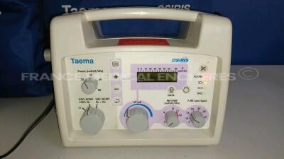 Lot of 2 x Taema Ventilator Osiris 1 - S/W V1.020 - w/ 2 x Power Supplies and 2 x Transport Carry Cases (Both power up) *A0515/A0488* - 5