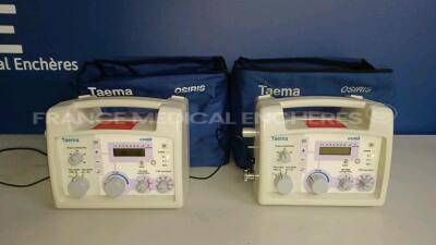 Lot of 2 x Taema Ventilator Osiris 1 - S/W V1.020 - w/ 2 x Power Supplies and 2 x Transport Carry Cases (Both power up) *A0702/A0694*