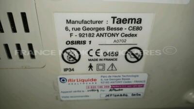 Lot of 2 x Taema Ventilator Osiris 1 - S/W V1.020 - w/ 2 x Power Supplies and 2 x Transport Carry Cases (Both power up) *A0702/A0694* - 8