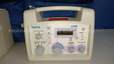 Lot of 2 x Taema Ventilator Osiris 1 - S/W V1.020 - w/ 2 x Power Supplies and 2 x Transport Carry Cases (Both power up) *A0506/A0706* - 5