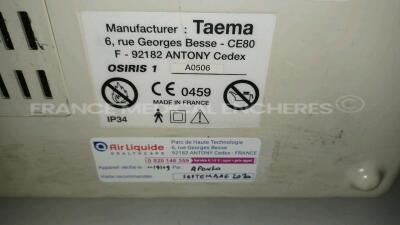 Lot of 2 x Taema Ventilator Osiris 1 - S/W V1.020 - w/ 2 x Power Supplies and 2 x Transport Carry Cases (Both power up) *A0506/A0706* - 8