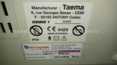 Lot of 2 x Taema Ventilator Osiris 1 - S/W V1.020 - w/ 2 x Power Supplies and 2 x Transport Carry Cases (Both power up) *D0419/A0692* - 9