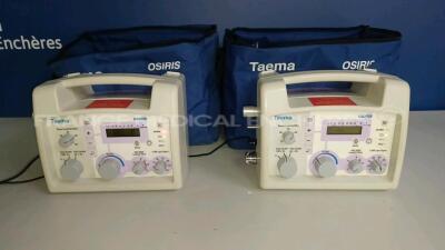 Lot of 2 x Taema Ventilator Osiris 1 - S/W V1.020 - w/ 2 x Power Supplies and 2 x Transport Carry Cases (Both power up) *A0707/D0410*