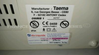 Lot of 2 x Taema Ventilator Osiris 1 - S/W V1.020 - w/ 2 x Power Supplies and 2 x Transport Carry Cases (Both power up) *A0707/D0410* - 8