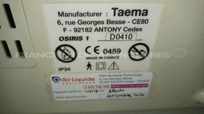 Lot of 2 x Taema Ventilator Osiris 1 - S/W V1.020 - w/ 2 x Power Supplies and 2 x Transport Carry Cases (Both power up) *A0707/D0410* - 9