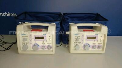 Lot of 2 x Taema Ventilator Osiris 1 - S/W V1.020 - w/ 2 x Power Supplies and 2 x Transport Carry Cases (Both power up) *A0510/A0509*