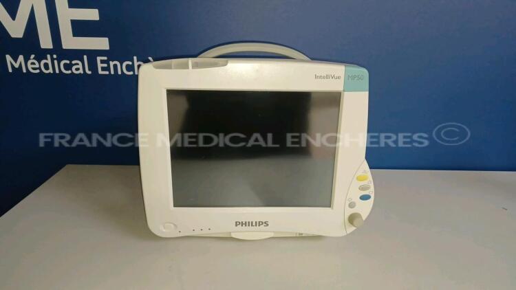 Philips Patient Monitor IntelliVue MP50 - YOM 2005 - w/ 1 x Philips Module M3001A - Refurbished YOM 11/2012 (No Power - For spare parts) *DE51274348/DE44020174*