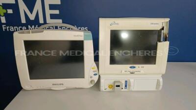 Lot of 1 x Philips Patient Monitor IntelliVue MP50 - YOM 2004 and 1 x Spacelabs Patient Monitor Ultraview SL (No Power - Damaged - For spare parts - See Pictures) *1369-004128/DE44010913*