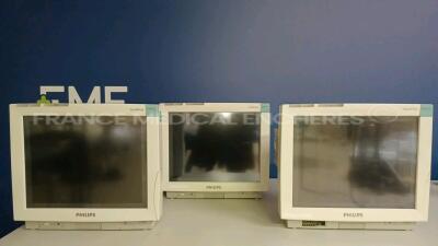 Lot of 3 x Philips Patient Monitors IntelliVue MP70 - YOM 2007 (No Power - Damaged - For spare parts - See Pictures) *DE73163688/DE73163663/DE61756593*