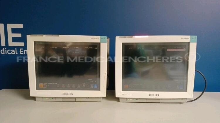 Lot of 6 x Philips Patient Monitors IntelliVue MP70 - YOM 2007/2009 - S/W J.10.52 (All power up) *DE73163665/DE84388421/DE73163764/DE73163664/DE73163773/DE61756592*