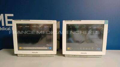 Lot of 6 x Philips Patient Monitors IntelliVue MP70 - YOM 2007/2009 - S/W J.10.52 (All power up) *DE73163665/DE84388421/DE73163764/DE73163664/DE73163773/DE61756592* - 10