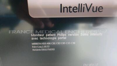 Lot of 6 x Philips Patient Monitors IntelliVue MP70 - YOM 2007/2009 - S/W J.10.52 (All power up) *DE73163665/DE84388421/DE73163764/DE73163664/DE73163773/DE61756592* - 23