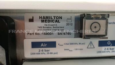 Hamilton Ventilator G5 - YOM 2012 - S/W 2.81 - Count 53704h (Powers up) *6760* - 8