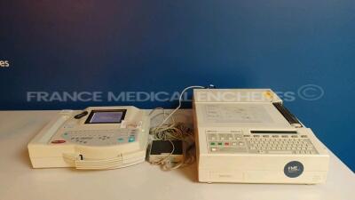 Lot of 1 x HP ECG MAC 1200 - Model M1702A and 1 x HP ECG PageWriter XLe - w/ ECG Leads (Both power up - Damaged - See Pictures) *3412A54797/550012098*