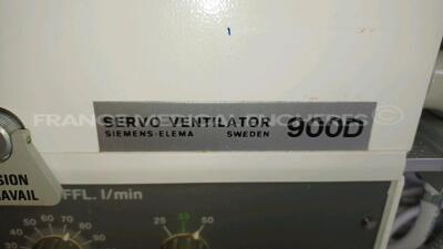 Siemens-Elema AB Ventilator SV 900D - Count 64777 Hours (Powers up) *110375* - 5