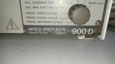 Siemens-Elema AB Ventilator SV 900D - Count 64777 Hours (Powers up) *110375* - 6