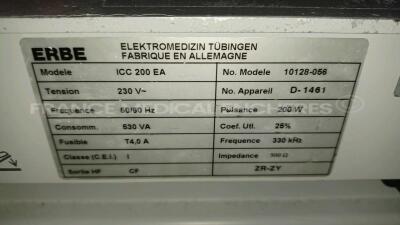 ERBE Electrosurgical Unit ICC 200 EA - w/ 1 x ERBE Dual Footswitch - REF 20189-009 (Powers up - Cosmetic Damage - See Pictures) *D-1461* - 7