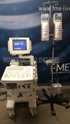 Lot of 1 x GE Ultrasound Logiq 400 - boot error with GE probe C364 untested YOM 2013 and 1 GE probe LA39 untested YOM 2002 and 1 x Ranger Pressure Infusor 90032 (Both power up)