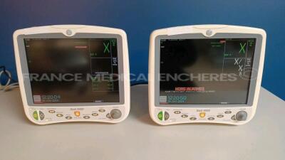 Lot of 2 x GE Medical Patient Monitors Dash 5000 - YOM 2008/2012 - S/W 7.3 - Options 4PS - CO2 - 12SL - ACI-TIPI - TEND HT-AMPL - Network - Cardio Pulmonary - Cardiac - FIB Atrial - ECG Intellirate - AVOA Plus (Both Power Up - French Language - Cosmetic 