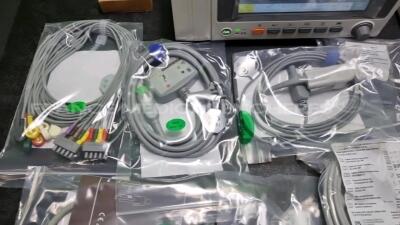 2 x EDAN iM50 Touch Screen Patient Monitors (Like New In Box) Including ECG, SpO2, NIBP, IBP1, IBP2, T1, T2 and CO2 Module Holder Options *Mfd 2020* with 2 x Batteries, 2 x BP Hoses, 2 x BP Cuff, 2 x IBP Pressure Transducers, 2 x SpO2 Sensors, 2 x CO2 Sam - 5