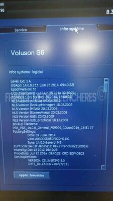 GE Ultrasound Voluson S6 BT14 - YOM 11/2014 - S/W 14.0.0.233 - Options - 3D/4D Advanced - IOTA LR2 - BT Activation w/ GE Probe 9L-RS - YOM 09/2022 and Sony Digital Graphic Printer UP-D897 (Powers up) *274658SU4/301583WP1* - 6