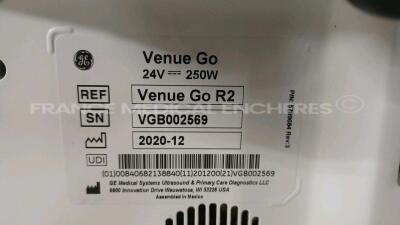 GE Heathcare Ultrasound Venue Go R2 - YOM 12/2020 - S/W 18.0.106.0 - in excellent condition - tested and controlled by OEM - Ready for clinical use - Options - Venue Go base SW - TM anat. - TVD - Needle - Pleural scoring - DICOM connectivity modulus - Sho - 20