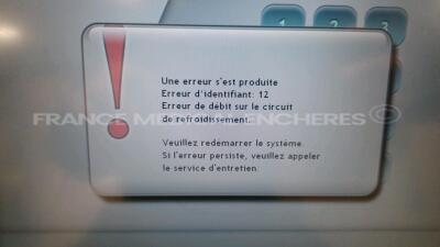 Lumenis Laser Acapulco 30 - YOM 2012 - Password 1234 - Flow rate error on the cooling circuit (Powers up - French Language - Error Code 12 - See Pictures) *86* - 9