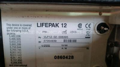 Medtronic/Physio-Control Defibrillator/Monitor Lifepak 12 - YOM 2008 - S/W 3011371-134 - User Test Passed - Multilingual Device - Missing Paddles - w/ 1 x ECG Leads and 1 x SPO2 Sensors and 1 x Cuff (Powers up - Slight Scratches - Batteries not included - - 13