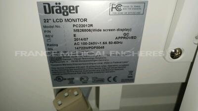 Lot of 1 x Drager LCD Monitor PC22012R - YOM 07/2014 (Powers up - Slight Scratches - See Pictures) and 2 x Drager Infinity Central Station CPU ( One unit is no power - Power button needs to be repaired - See Pictures) and 1 x Silver Seal Medical Keyboard - 11