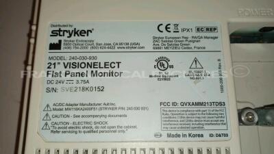 Stryker Flat Panel HD Monitor Vision Select 240-030-930 (Untested - Missing Power Supply - Slight Scratches - See Pictures) *SVE218K0152* - 8