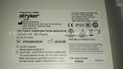 Stryker LED Display Monitor Vision Pro - YOM 08/2016 (Untested - Missing Power Supply - See Pictures) *VPD266H0576* - 6