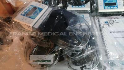 Lot of 7 x Micrel Ambulatory Infusion Pumps Rythmic Evolution - w/ mixed lot of consumables (Untested) - 2