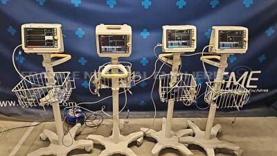 Lot 4x Philips Patient Monitors including 3x VM4 Suresigns and 1x VM6Suresigns YOM from 2007 to 2011 (All power up) *US74014426/US94348602/US12554359*