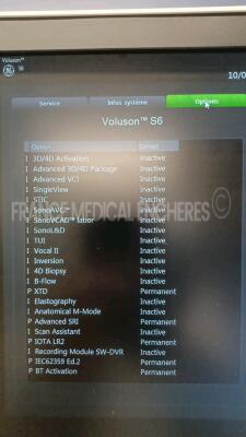 GE Ultrasound Voluson S6 BT 16 - YOM 2020 - S/W 16.0.11 - Options - XTD - Advanced SRI - IOTA LR2 - IEC62359 Ed.2 - BT Activation w/ GE Probe C1-5-RS - YOM 2020 (Powers up) *VS6003786* - 7