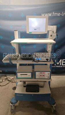 Aesculap Tower Including Aesculap Monitor Eddy and Aesculap Camera and Aesculap Processor 3CCD Camera and Aesculap Electrosurgical Unit GN300 and Aesculap DVD System Eddy DVD and HP Printer Deskjet 6940 (All power up) *004327/1123/1080*