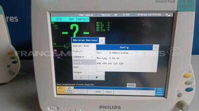 Lot of 2 x Philips Patient Monitors Intellivue Anesthesia MP50 - YOM 2006 - S/W D.00.58 - French Language - w/ 2 x Philips Modules M3001A - YOM 2012 / 2010 and 1 x Philips Patient Monitors Intellivue Neonatal - YOM 2006 - S/W D.00.60 - French Language - - 4