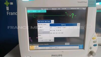 Lot of 3 x Philips Patient Monitors Intellivue Anesthesia MP50 - YOM 2006 - S/W D.00.58 - French Language - w/ 3 x Philips Modules M3001A - YOM 2021 /2011/2009 (All power up) *DE44032088/DE44032091/DE44032169* - 2