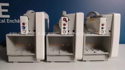 Lot of 3 x Philips Patient Monitors Intellivue Anesthesia MP50 - YOM 2006 - S/W D.00.58 - French Language - w/ 3 x Philips Modules M3001A - YOM 2021 /2011/2009 (All power up) *DE44032088/DE44032091/DE44032169* - 5