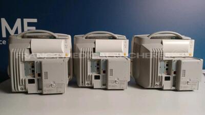 Lot of 3 x Philips Patient Monitors Intellivue Anesthesia MP50 - YOM 2006 - S/W D.00.58 - French Language - w/ 3 x Philips Modules M3001A - YOM 2021 /2011/2009 (All power up) *DE44032088/DE44032091/DE44032169* - 7