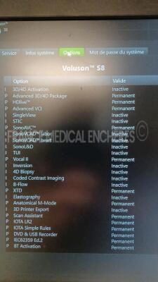 GE Ultrasound Voluson S8 BT18 - YOM 2020 - S/W 18.0.12.450 - Options - Advanced 3D/4D Package - HDlive - Advanced VCI - SonoAVC - Vocal II - XTD - Anatomical M-Mode - Scan Assistant - IOTA LR2 - IOTA Simple Rules - DVD USB Recorder - IEC62359 Ed.2 - BT Ac - 7