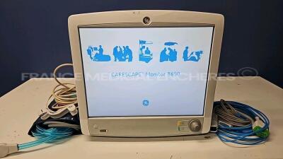 GE Patient Monitor Carescape B650 01 -YOM 2013 - w/ E-PSMP-01 Module - E-NMT-00 module ECG leads - SPO2 sensor - adult cuff - NMT sensor (Powers up) *SEW13390760HA*