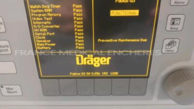 Drager Ventilator Fabius GS - YOM 2006 - S/W 3.35 fully functional (Powers up) *arxc0073* - 2