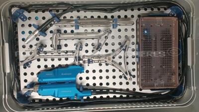 Lot 3x Smith and Nephew Handpieces including 3x Boxes Naviopfs and Tracker Frame and Femur Tracker Frame and Tibia Tracker Frame and Formon Rasp and 1x Box including All Handpieces for Femoral Trial Left Medial and Femoral Trial Right Medial and Femora - 3