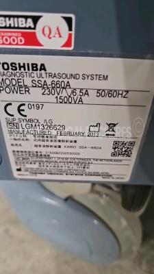 Toshiba Ultrasound Xario SSA-660A - YOM 02/2013 - w/ PVT-661VT probe YOM 04/2011 - PVT-674BT probe YOM 02/2013 - Sony digital graphic printer UP-D897 *LGM1326629/99B1143684/FSA1325560* - 15